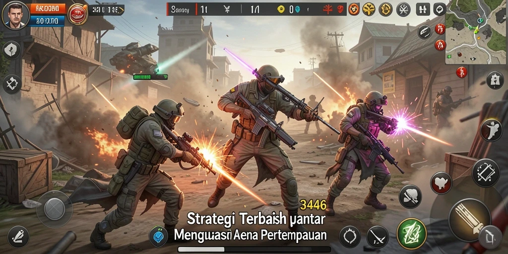 Screenshot gameplay 3446 yang menampilkan aksi pertempuran yang intens.