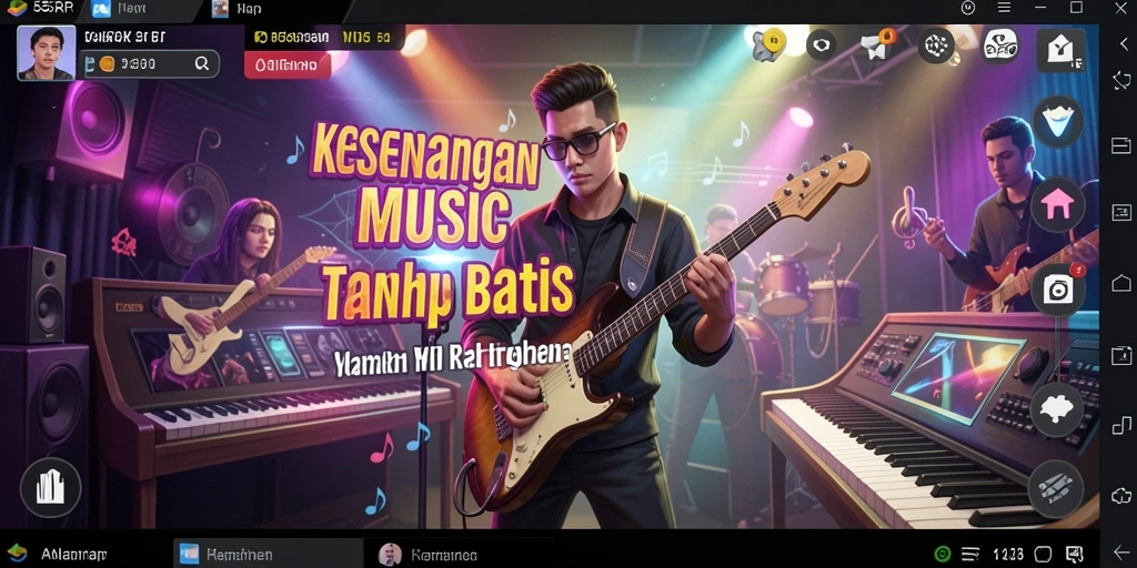 Screenshot gameplay 55RP menampilkan interaksi musik yang menarik.
