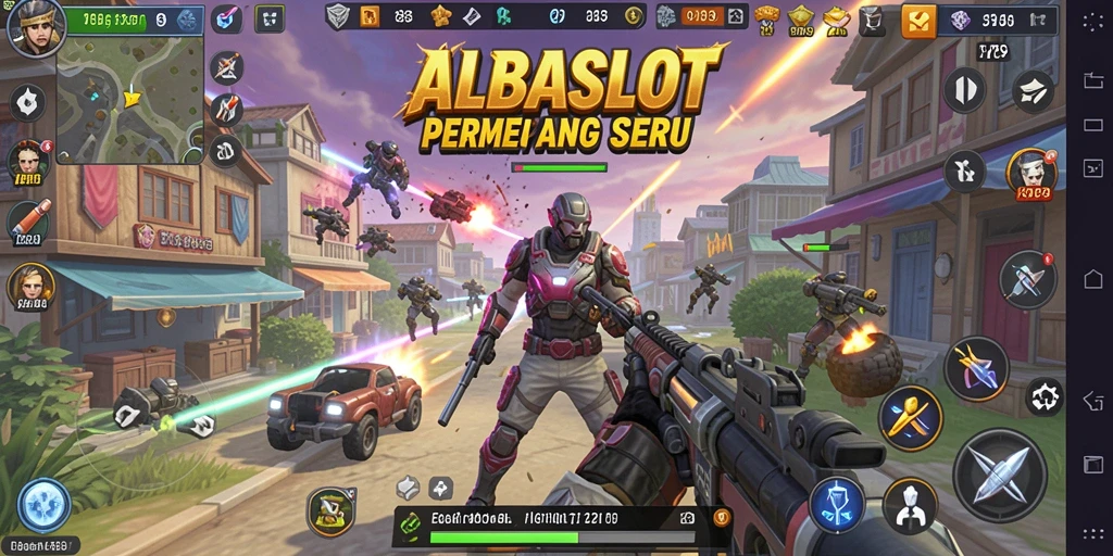 Tangkapan layar gameplay ALBASLOT yang menegangkan saat pertempuran.