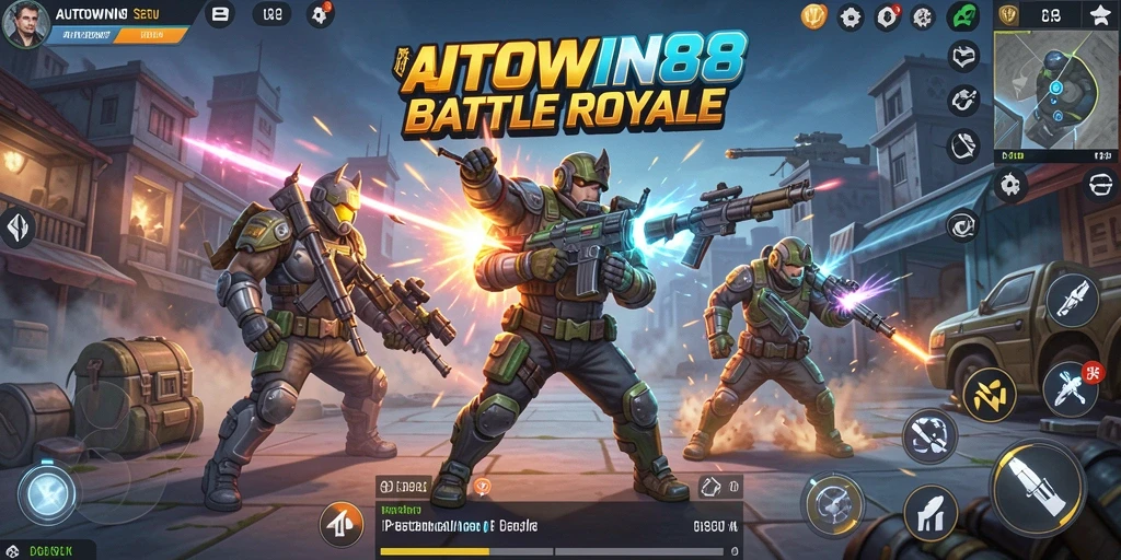 Tangkapan layar utama AUTOWIN88 menampilkan aksi Battle Royale yang mendebarkan.