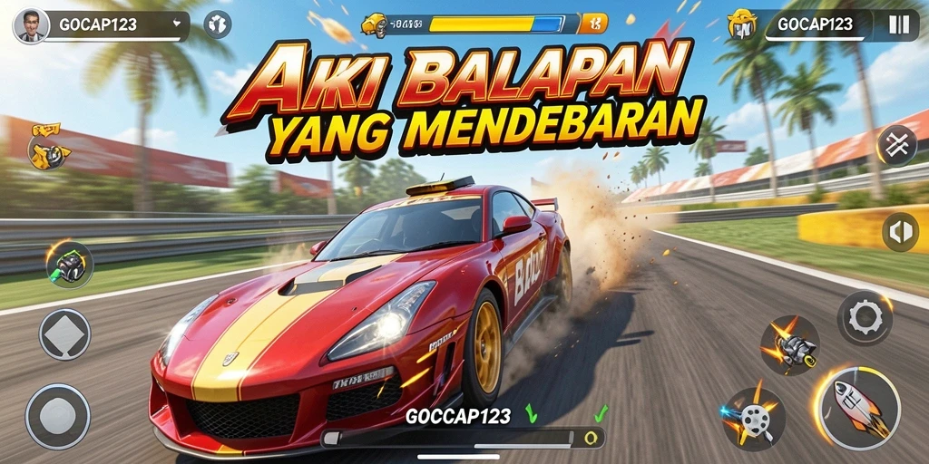 Screenshot GOCAP123 menampilkan aksi balapan yang mendebarkan dengan grafis tajam.