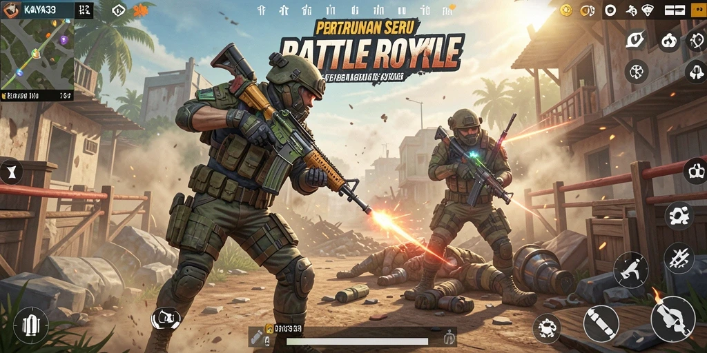 Tampilan gameplay seru dalam pertarungan Battle Royale.