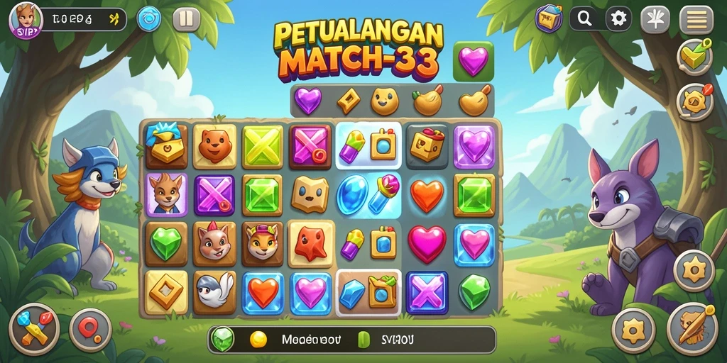Tampilan menarik dari gameplay Match-3 SVIP1 yang menyenangkan.